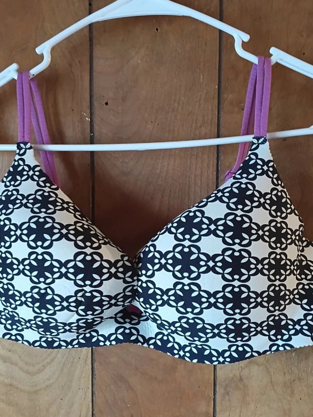 Angel's Secret Embrace Push-Up Bra 38C Black & White Print Padded Underwire pink